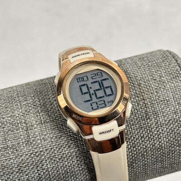 Armitron Pro Sport Watch Womens Rose Gold Tone Digital Alarm New Battery - Picture 1 of 14